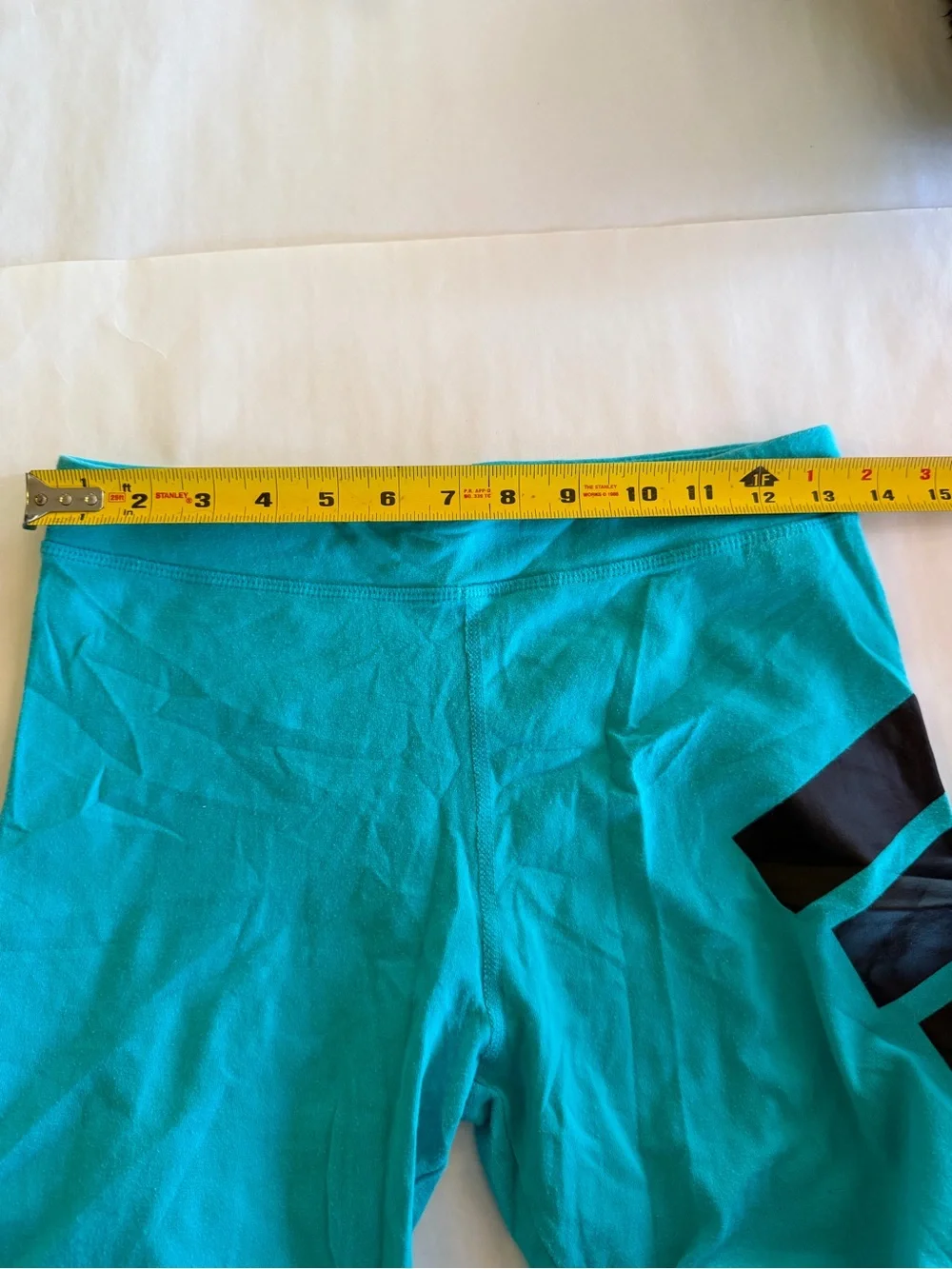 Adidas Girls Leggings XL 16 Teal Black Logo Athletic Activewear Pants Cotton